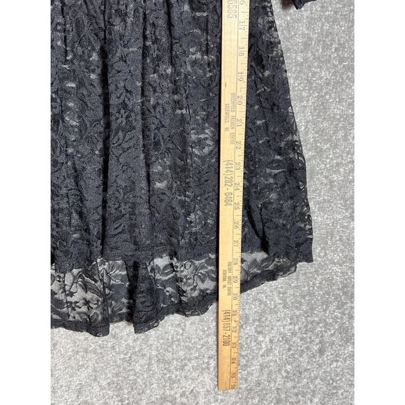 Living Doll LA Sheer Floral Lace Top Womens Sz Large Black Hi-Low Elastic Waist‎ - Picture 6 of 6